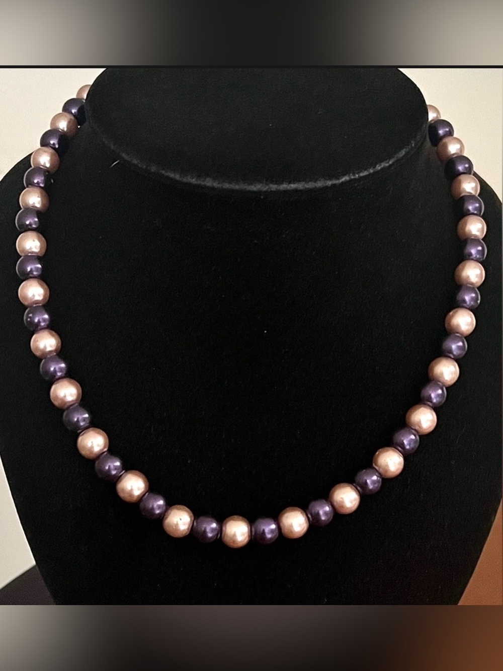 Vintage Teng Yue 16.5" Purple Pink Cultured Pearl Necklace Magnetic Clasp Mint"